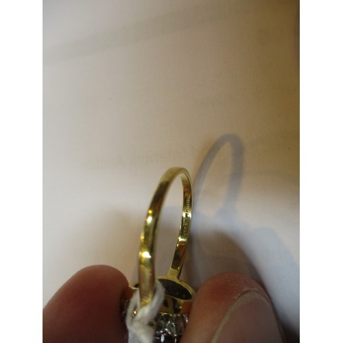 456A - 18ct Gold Pale Blue Stone and Diamond Cluster Ring, 4.8g, Size Q