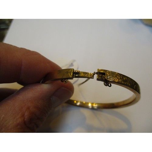 412 - Yellow Metal Bangle, 7.2g, with leather case