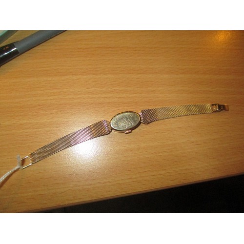 445 - Tiffany & Co. Ladies 14K Gold Bracelet Watch, Presentation Engraved, 25.5g total, with case and box