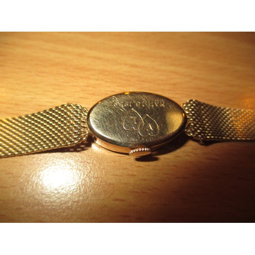 445 - Tiffany & Co. Ladies 14K Gold Bracelet Watch, Presentation Engraved, 25.5g total, with case and box