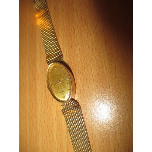 445 - Tiffany & Co. Ladies 14K Gold Bracelet Watch, Presentation Engraved, 25.5g total, with case and box