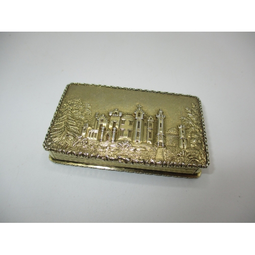 Nathaniel Mills Silver Gilt Castle Top Vinaigrette, Birmingham 1838, 67.53g, 6x3.5x1cm (probably Abbotsford, home of Sir Walter Scott)