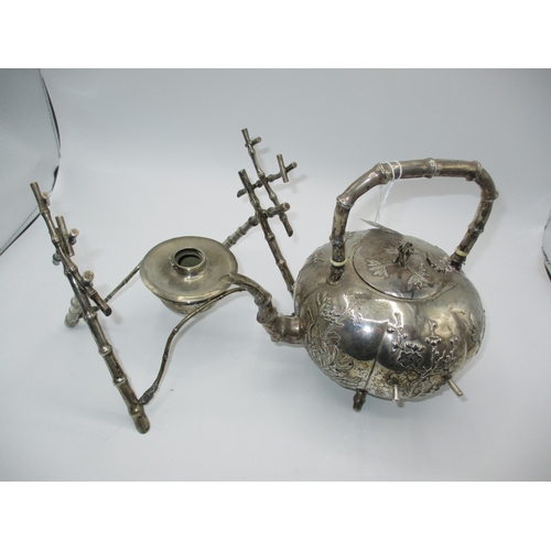 Chinese Export Silver Spirit Kettle, total weight 1126g, Maker CS (Cumshing), no cover for the burner