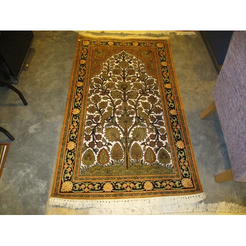 Persian Carved Silk Tree of Life Rug, 150x90cm