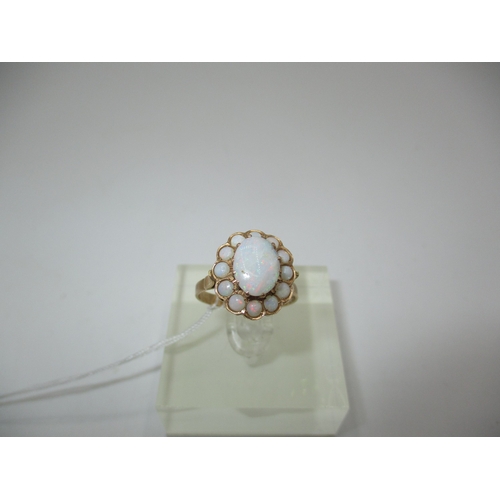 Opal Cluster Ring Stamped 14, 2.45g, Size L