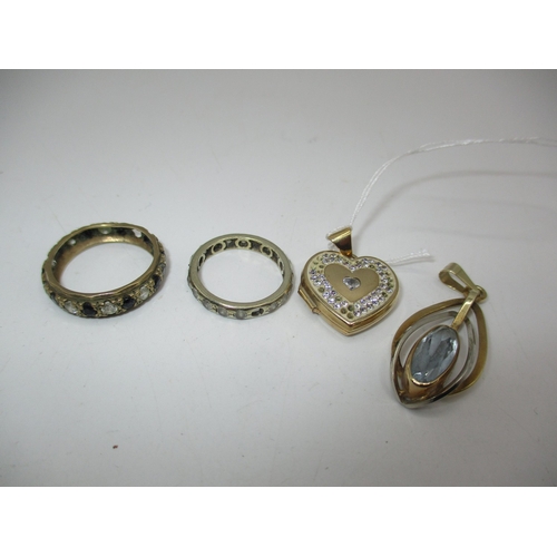 9ct Gold Locket, 9ct Gold Pendant and 9ct Gold Eternity Ring, 6.96g ...