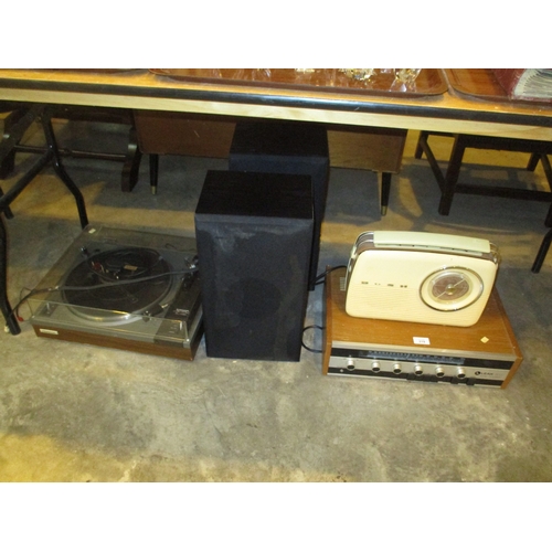 219 - Leak 1800 Turner Amplifier, Pioneer PL112D Turntable, Bush Radio and Pair of Speakers