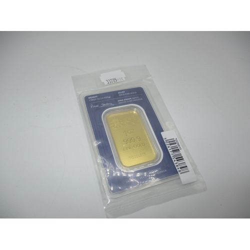 381 - The Royal Mint The Three Graces 1oz 999.9 Fine Gold Bar, TG 000787