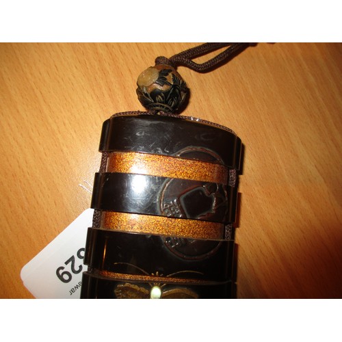329 - Two Japanese Lacquer 5 Section Inros, one with an Ojime