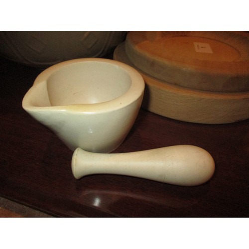 1 - Two Mixing Bowls, 2 Shortie Moulds, Mortar and Pestle