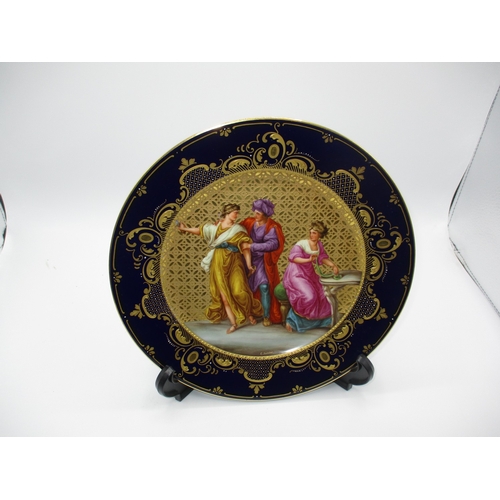 Vienna Porcelain Cabinet Plate, Hand Painted and Gilded, Titled Achilles Als Madchen Verkleidet Wird Von Olysses Erkannt, 24.5cm