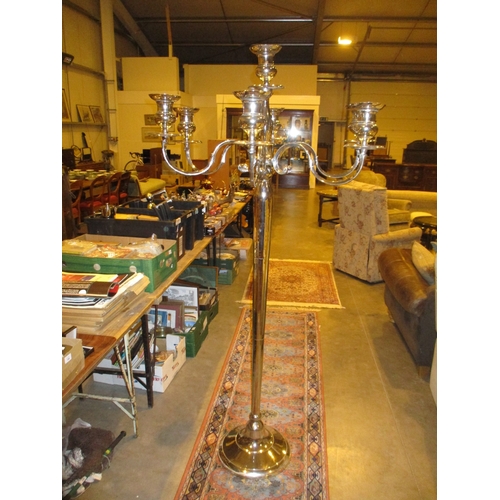 368 - Large Metal Pedestal 6 Branch 7 Light Candelabra, 180cm