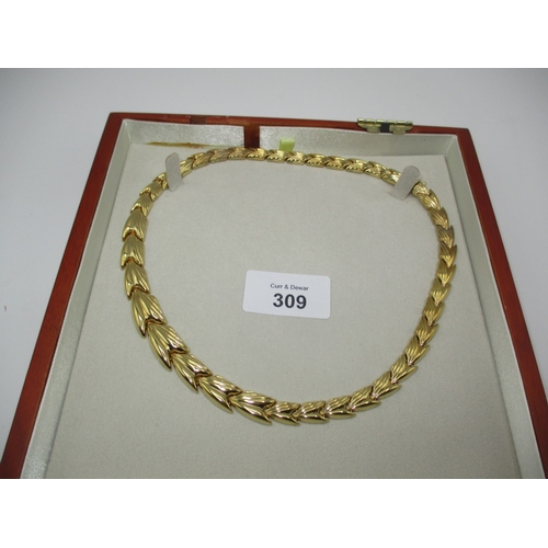 309 - 9ct Gold Fancy Link Necklace, 28.77g