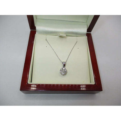 9ct White Gold Chain with a 9ct White Gold 0.5ct Diamond Cluster Pendant