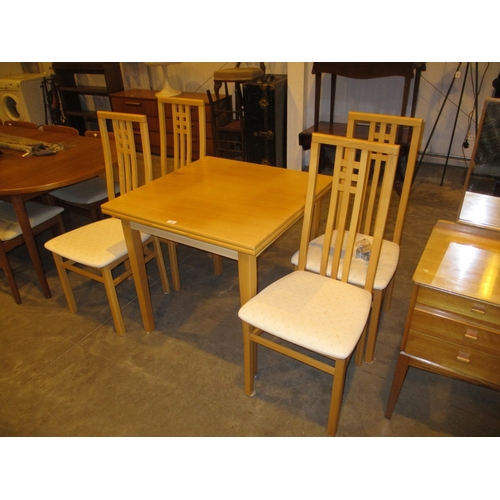 398 - Modern Draw Leaf Dining Table with 4 Chairs
