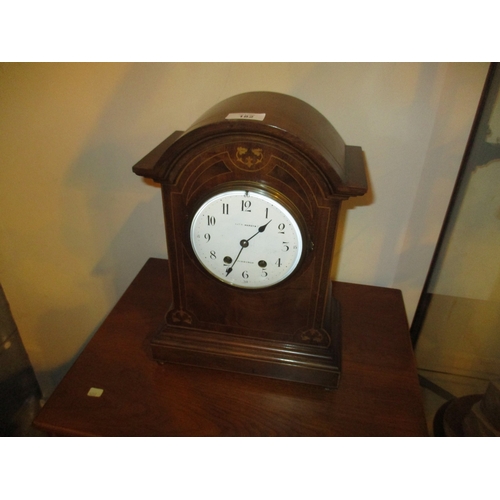 Edwardian Inlaid Mahogany Mantel Clock Signed Hardy & Co, Edinburgh