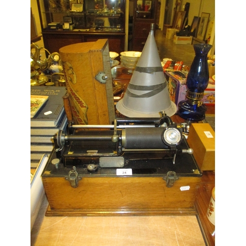 24 - Edison Home Phonograph with 2 Horns, H694