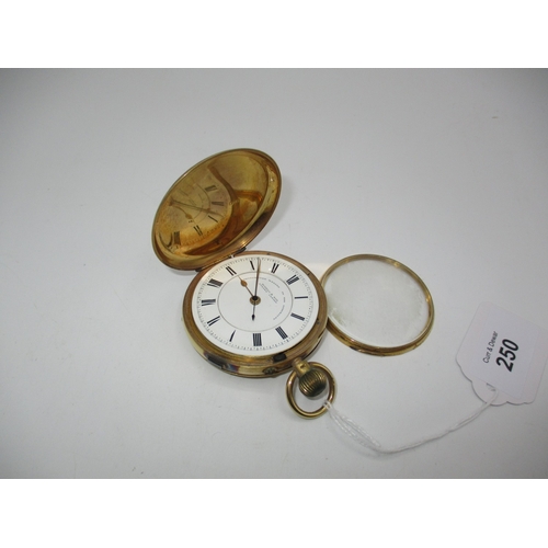 250 - 18ct Gold Hunter Case Pocket Watch by Russell & Sons Strand London, Chronometer Makers To The Admira...