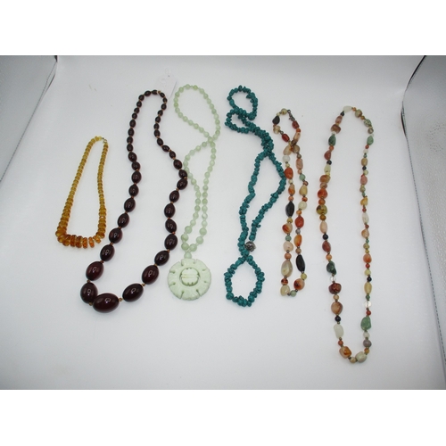 266 - Cherry Amber Type Necklace and 5 Others