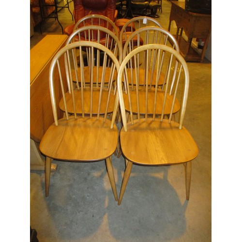 484A - Set of 6 Ercol Blonde Wood Hoop Back Dining Chairs