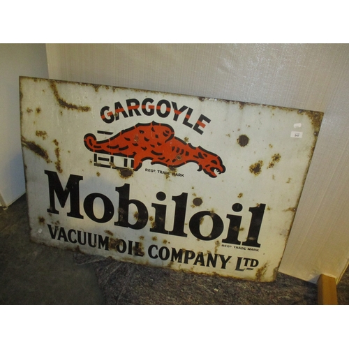 247 - Vintage Enamel Sign - Gargolye Mobiloil Vacuum Oil Company, 76x114cm
