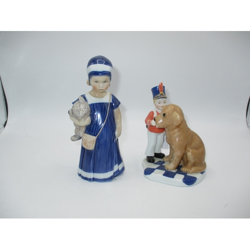 563 - Two Royal Copenhagen Figures - The Tinder Box and Girl with Teddy Bear, with boxes