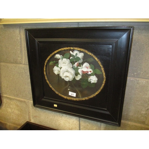 611 - Indistinctly Signed, Oil Painting, Vase of Flowers, 25x30cm