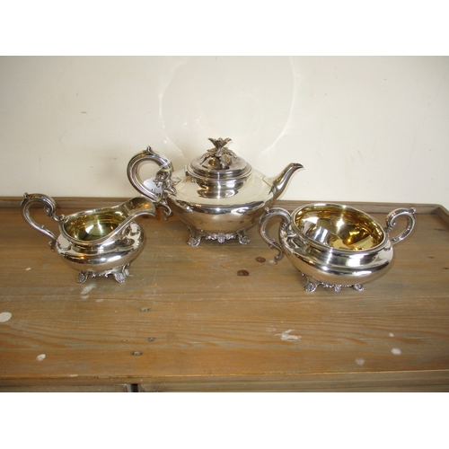 769 - Georgian Silver 3 Piece Tea Service, London 1831, along with a Pair of Silver Sugar Tongs, 1360g tot... 