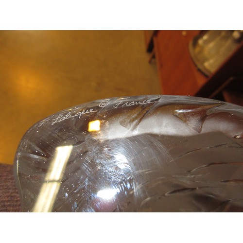 577A - Lalique Glass Sitting Tiger, 24cm h, with box