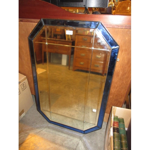 129 - Blue Border Wall Mirror, 92x62cm