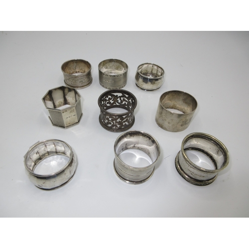 355 - Eight Silver Napkin Rings, 169g, and a Plated Napkin Ring (8)