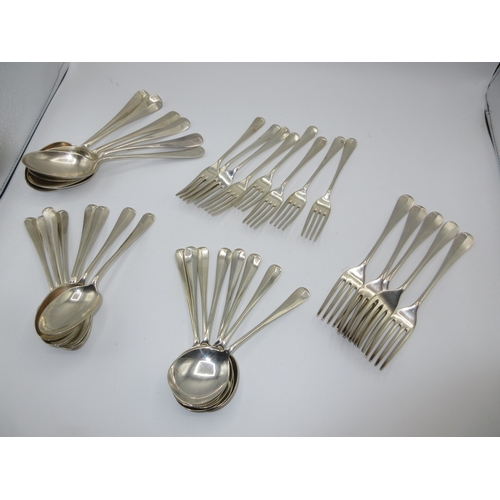 370 - Set of Silver Rat Tail Cutlery, Sheffield 1942, 2042g total