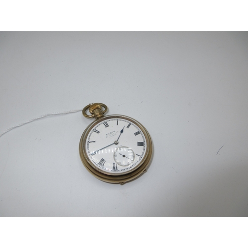 396 - Elgin Gold Plated Open Face Pocket Watch, Presentation Engraved