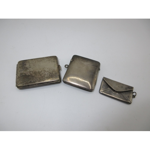 476 - Edwardian Silver Vesta Case, Birmingham 1901, a Silver Envelope Stamp Holder, Chester 1912, and a Pl... 
