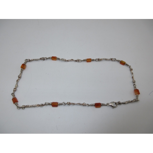 538A - Silver Carnelian Arts & Crafts Style Necklace