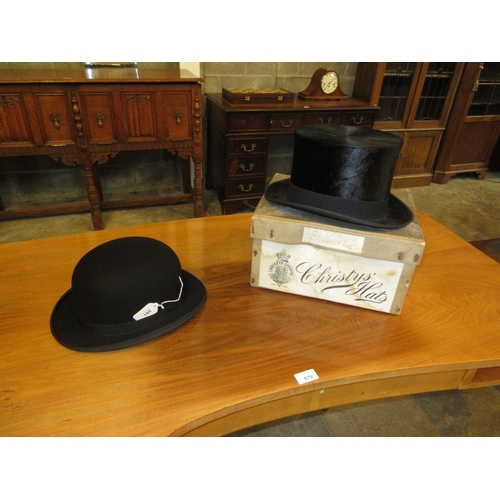 195 - Christys' Top Hat with Box and a Bowler Hat