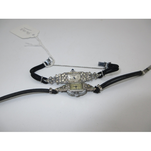 406 - Art Deco Silver Cocktail Watch and Another Similar (2)