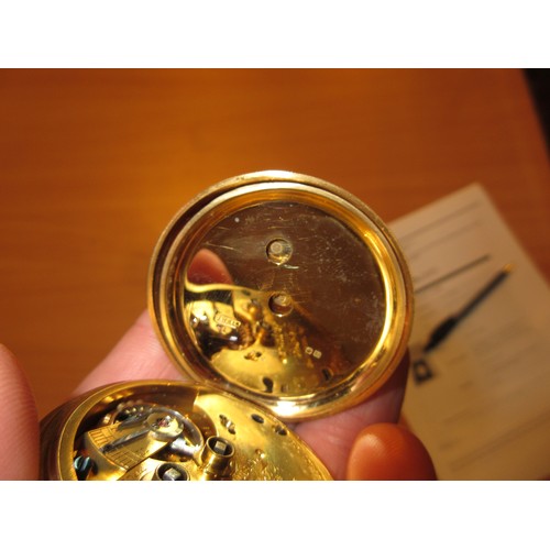 409 - J.W. Benson London 18ct Gold Open Face Pocket Watch, The Ludgate Patent No. 4658, 120g total, 4.7cm ... 