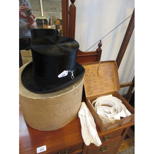 339 - R W Forsyth Top Hat with Box, Gloves and Box of Collars
