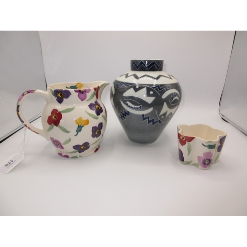 170 - Emma Bridgewater Jug and Sugar Bowl and a Geometric Pattern Vase