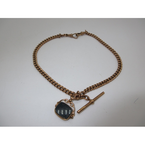 236 - 9ct Gold Graduated Link Double Albert with Blood Stone Swivel Fob, 51.06g