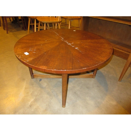 475 - Mid 20th Century Teak Sunburst Top Coffee Table, 84x46cm h