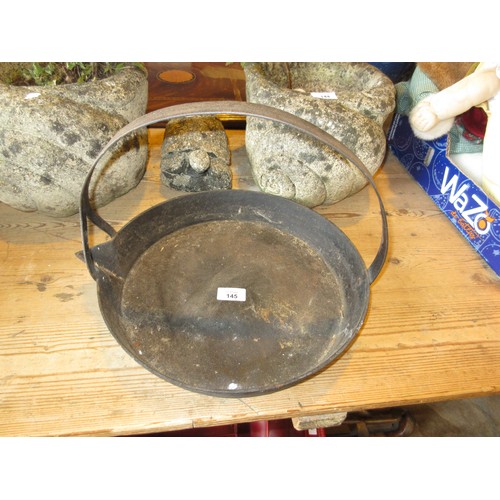 145 - Cast Iron Hanging Frying Pan, 34cm
