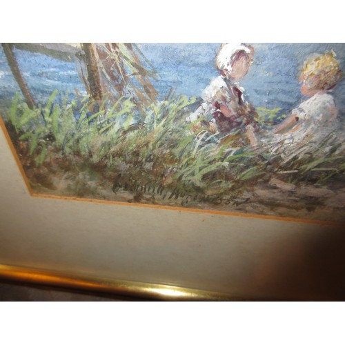 414 - Robert Gemmell Hutchison, RBA, ROI, RSA, RSW, (Scottish 1860-1936), Watercolour, Two Children at The... 