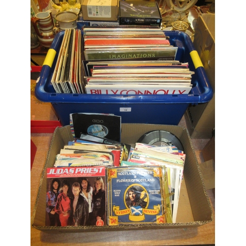 18 - Two Boxes of LPs and 1980's Singles including Rod Stewart, Judas Priest, Status Quo, Yes etc