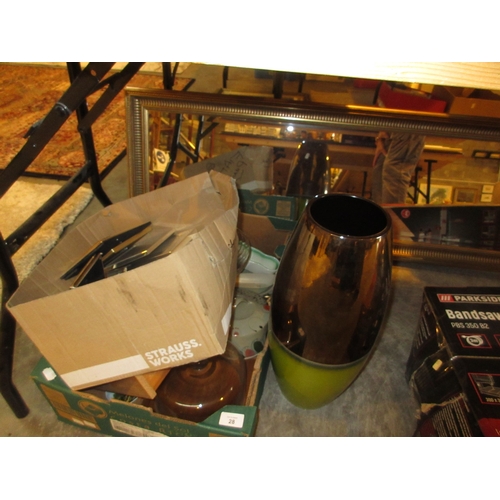 28 - Two Boxes of Cheese Bells, Key Store, Photo Frames, Floor Vase and Wall Mirror