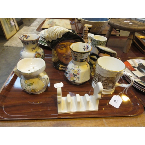 47 - Two Royal Doulton Character Jugs, Golly Toast Rack, Masons Vases etc