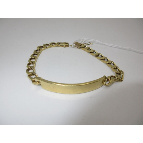 333 - 750 Gold ID Bracelet, 31.3g, engraved with an inscription