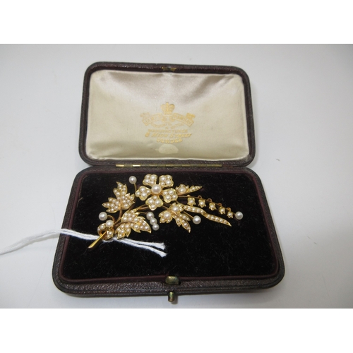377 - Victorian Seed Pearl Brooch, 13.59g, not hallmarked, in original fitted case