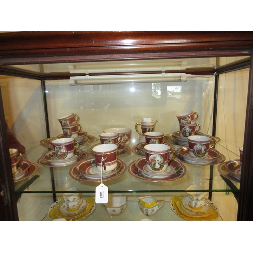 483 - Rudalf Kampf Czechoslovakia Porcelain Tea Set, Ornately Gilded and Printed with Classical Scenes, 40... 